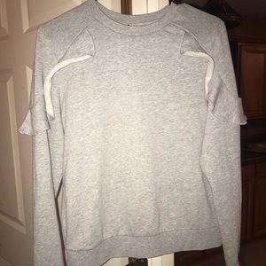 Ruffled grey pullover sweater